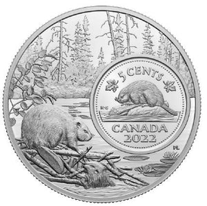 2022 5-CENT 5oz THE BIGGER PICTURE: THE BEAVER FINE SILVER COIN