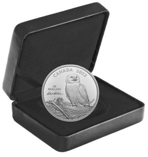 2022 $30 2oz SNOW OWL ON DRIFTWOOD, BY ROBERT BATEMAN FINE SILVER COIN
