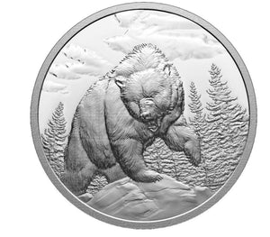 2023 1oz $20 ULTRA-HIGH RELIEF GREAT HUNTERS: GRIZZLY BEAR FINE SILVER COIN