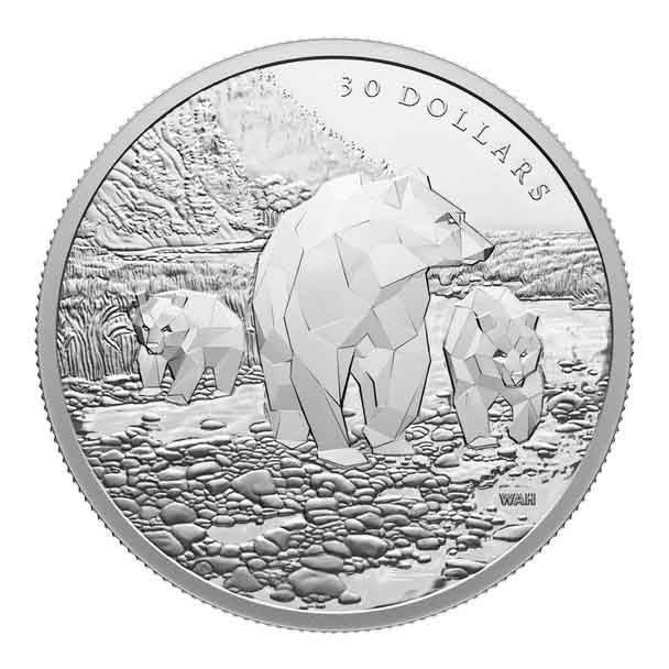 2023 2oz $30 MULTIFACETED ANIMAL FAMILY: GRIZZLY BEARS FINE SILVER COIN