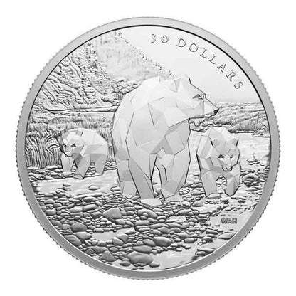 2023 2oz $30 MULTIFACETED ANIMAL FAMILY: GRIZZLY BEARS FINE SILVER COIN