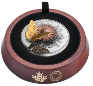 2023 5oz $50 THE MONARCH AND THE BLOOM SPINNING FINE SILVER COIN