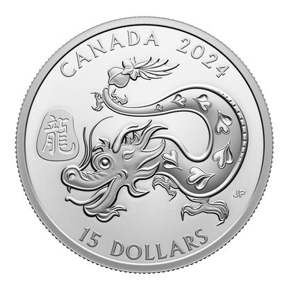 2024 1oz $15 LUNAR YEAR OF THE DRAGON FINE SILVER COIN