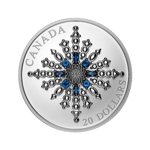 2024 1oz $20 SAPPHIRE JUBILEE SNOWFLAKE BROOCH FINE SILVER COIN