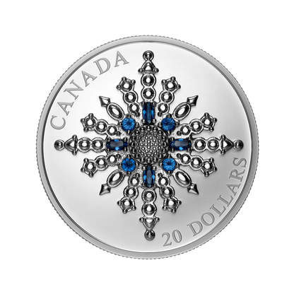 2024 1oz $20 SAPPHIRE JUBILEE SNOWFLAKE BROOCH FINE SILVER COIN
