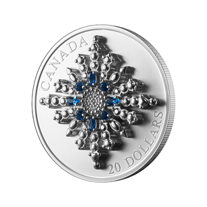 2024 1oz $20 SAPPHIRE JUBILEE SNOWFLAKE BROOCH FINE SILVER COIN