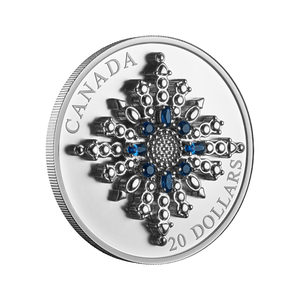 2024 1oz $20 SAPPHIRE JUBILEE SNOWFLAKE BROOCH FINE SILVER COIN