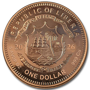 2026 5oz LIBERIA ETERNAL ROOT COLOURIZED COPPER ROUND