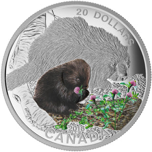 2016 1oz $20 BABY ANIMALS: PORCUPINE FINE SILVER COIN