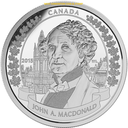 2015 1oz $20 SIR JOHN A. MACDONALD FINE SILVER COIN