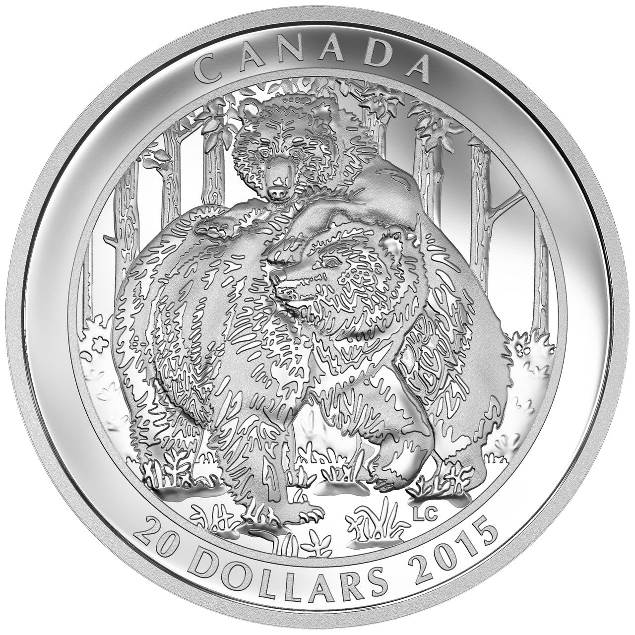 2015 1oz $20 GRIZZLY BEAR: TOGETHERNESS FINE SILVER COIN