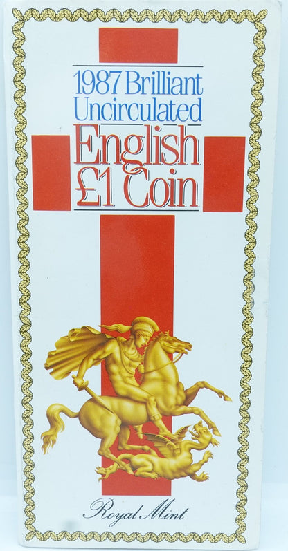 1987 1 POUND - BRILLIANT UNCIRCULATED COIN - THE ENGLISH OAK