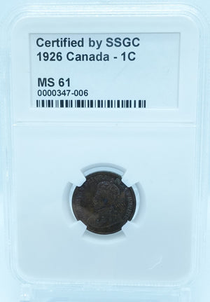1926 1 CENT CANADA – MS 61 – GRADED (347-006)