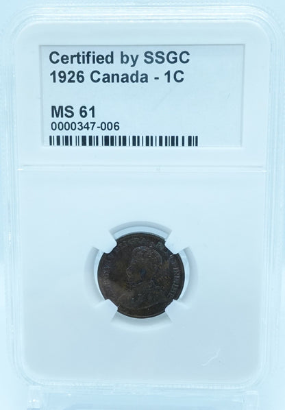 1926 1 CENT CANADA – MS 61 – GRADED (347-006)