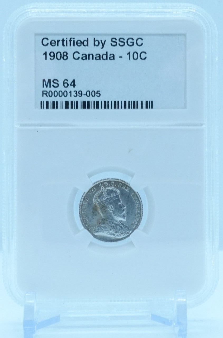 1908 10 CENT CANADA – MS 64 - GRADED