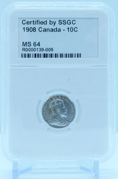 1908 10 CENT CANADA – MS 64 - GRADED