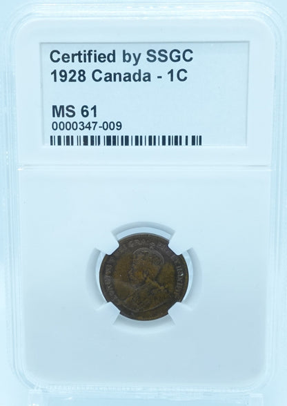 1928 1 CENT CANADA – MS 61 – GRADED (347-009)