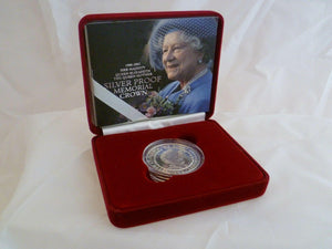 2002 £5 THE QUEEN MOTHER SILVER PROOF MEMORIAL CROWN COIN STERLING SILVER