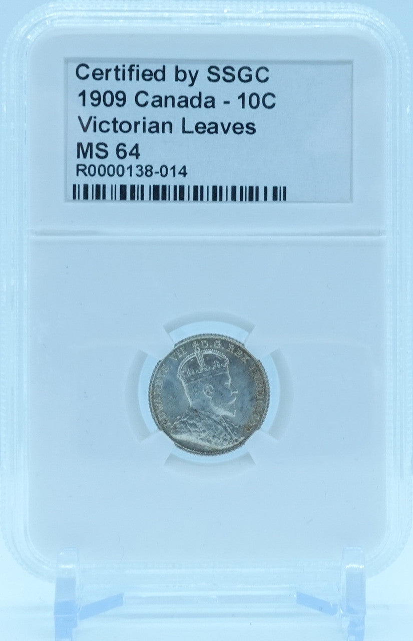 1909 10 CENT CANADA VICTORIAN LEAVES – MS 64 - GRADED