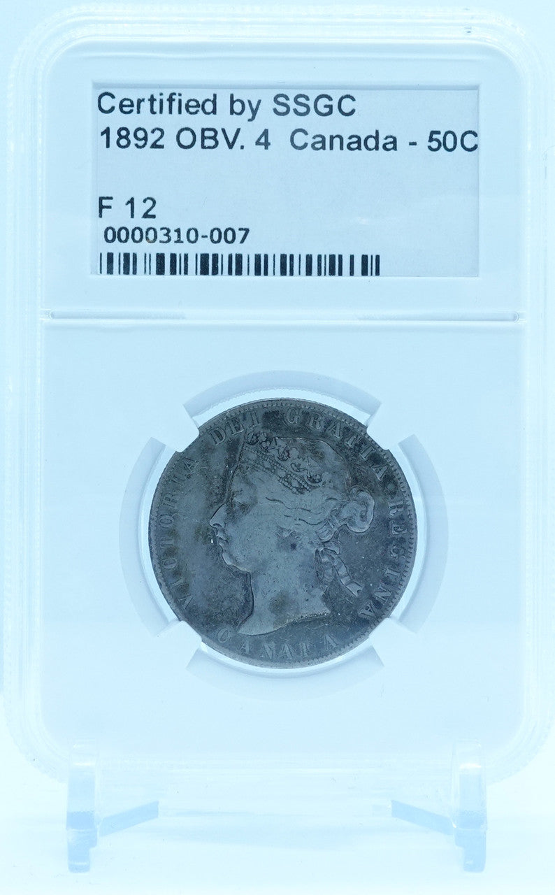 1892 50 CENT CANADA OBV.4 – F 12 – GRADED