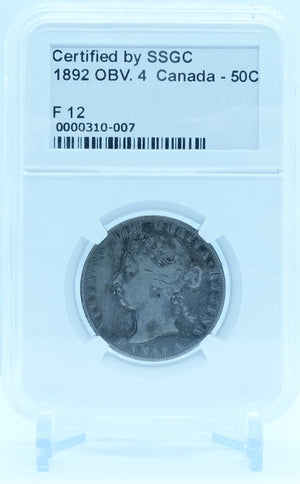 1892 50 CENT CANADA OBV.4 – F 12 – GRADED