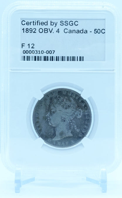 1892 50 CENT CANADA OBV.4 – F 12 – GRADED