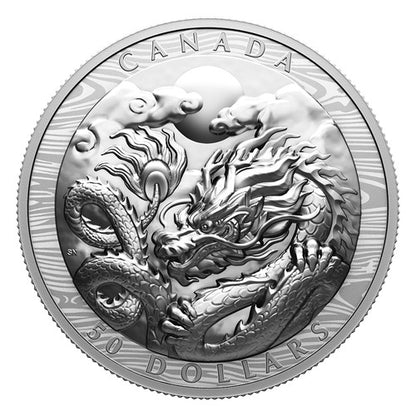 2024 3oz $50 YEAR OF THE DRAGON FINE SILVER COIN