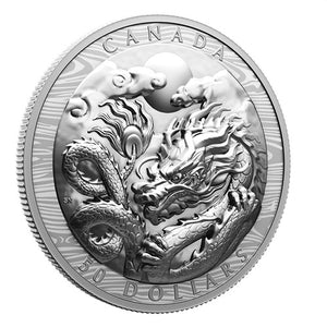 2024 3oz $50 YEAR OF THE DRAGON FINE SILVER COIN