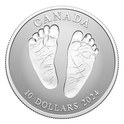 SALE - 2024 1/2oz $10 WELCOME TO THE WORLD BABY FEET FINE SILVER COIN (RECAPSULED, NO BOX LID)