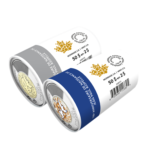 2023 2-DOLLAR 100TH ANNIVERSARY OF THE BIRTH OF JEAN PAUL RIOPELLE 2-ROLL SET (COLOURIZED/NON-COLOURIZED)