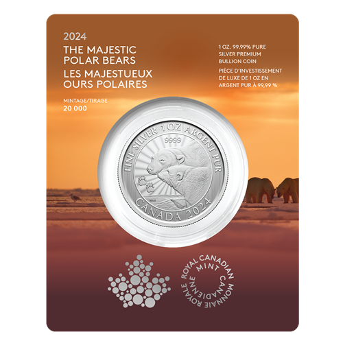 E-TRANSFER ONLY - 2024 1oz $5 THE MAJESTIC POLAR BEARS (PREMIUM BULLION)