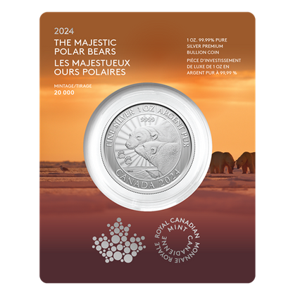 E-TRANSFER ONLY - 2024 1oz $5 THE MAJESTIC POLAR BEARS (PREMIUM BULLION)
