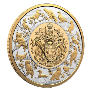 2024 5oz $50 HERALDIC LANDSCAPE: BIRDS OF CANADA FINE SILVER COIN