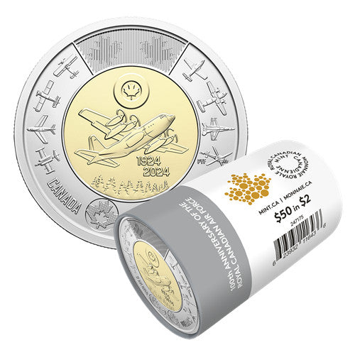 2024 $2 100TH ANNIVERSARY OF THE ROYAL CANADIAN AIR FORCE NON-COLOURIZED SPECIAL WRAP ROLL