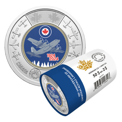 2024 $2 100TH ANNIVERSARY OF THE ROYAL CANADIAN AIR FORCE COLOURIZED  SPECIAL WRAP ROLL