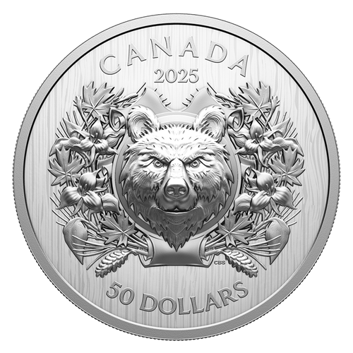 2025 2oz $50 HERALDIC BEAR FINE SILVER COIN