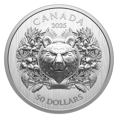2025 2oz $50 HERALDIC BEAR FINE SILVER COIN