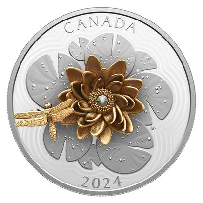 2024 5oz $50 PURE SILVER - THE DRAGONFLY AND THE BLOOM COIN