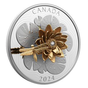 2024 5oz $50 PURE SILVER - THE DRAGONFLY AND THE BLOOM COIN