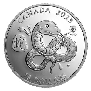 2025 1oz $15 LUNAR YEAR OF THE SNAKE FINE SILVER COIN