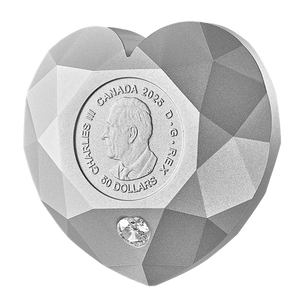 2025 $50 DIAMOND-SHAPED (HEART DIAMOND) FINE SILVER COIN (2.5oz)