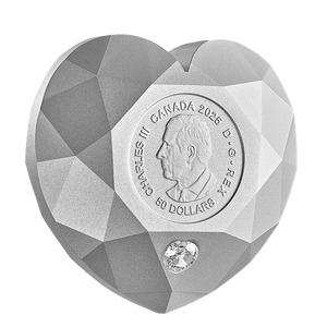 2025 $50 DIAMOND-SHAPED (HEART DIAMOND) FINE SILVER COIN (2.5oz)