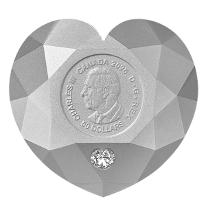 2025 $50 DIAMOND-SHAPED (HEART DIAMOND) FINE SILVER COIN (2.5oz)