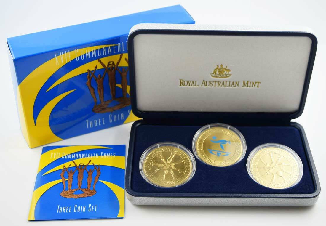 2002 $5 AUSTRALIA XVII COMMONWEALTH GAMES THREE COIN SET