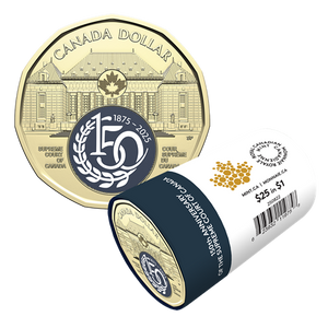 2025 1-DOLLAR 150TH ANNIVERSARY OF THE SUPREME COURT OF CANADA COLOURISED SPECIAL WRAP ROLL