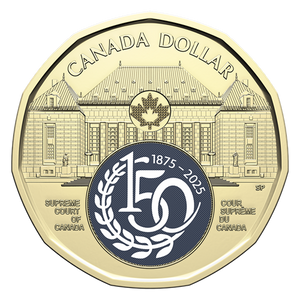 2025 1-DOLLAR 150TH ANNIVERSARY OF THE SUPREME COURT OF CANADA COLOURISED SPECIAL WRAP ROLL