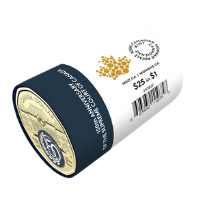 2025 1-DOLLAR 150TH ANNIVERSARY OF THE SUPREME COURT OF CANADA COLOURISED SPECIAL WRAP ROLL