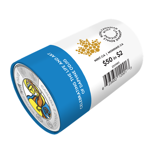 2025 2-DOLLAR CELEBRATING THE LIFE AND ART OF DAPHNE ODJIG COLOURIZED SPECIAL WRAP ROLL