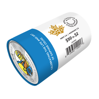 2025 2-DOLLAR CELEBRATING THE LIFE AND ART OF DAPHNE ODJIG COLOURIZED SPECIAL WRAP ROLL