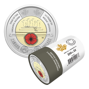 2025 2-DOLLAR HONOURING CANADA'S UNKNOWN SOLDIER COLOURIZED SPECIAL WRAP ROLL